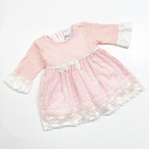 Rare Editions baby girls pink polkadot lace dress